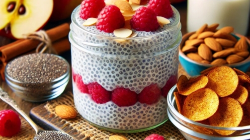 Basische Chia-Pudding mit Himbeeren