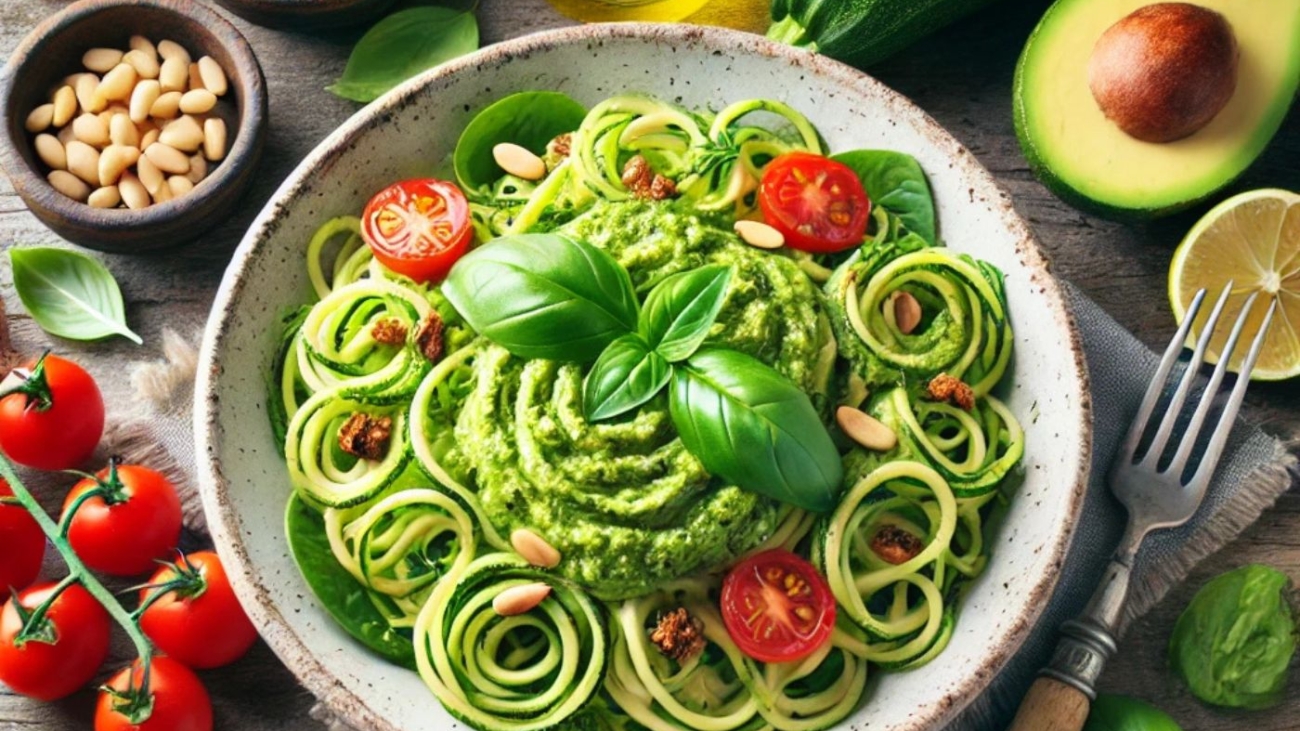 Basische Zucchini-Nudeln mit Avocado-Pesto