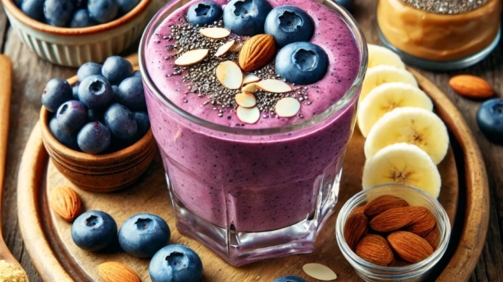 Frischer Heidelbeer-Mandel-Smoothie